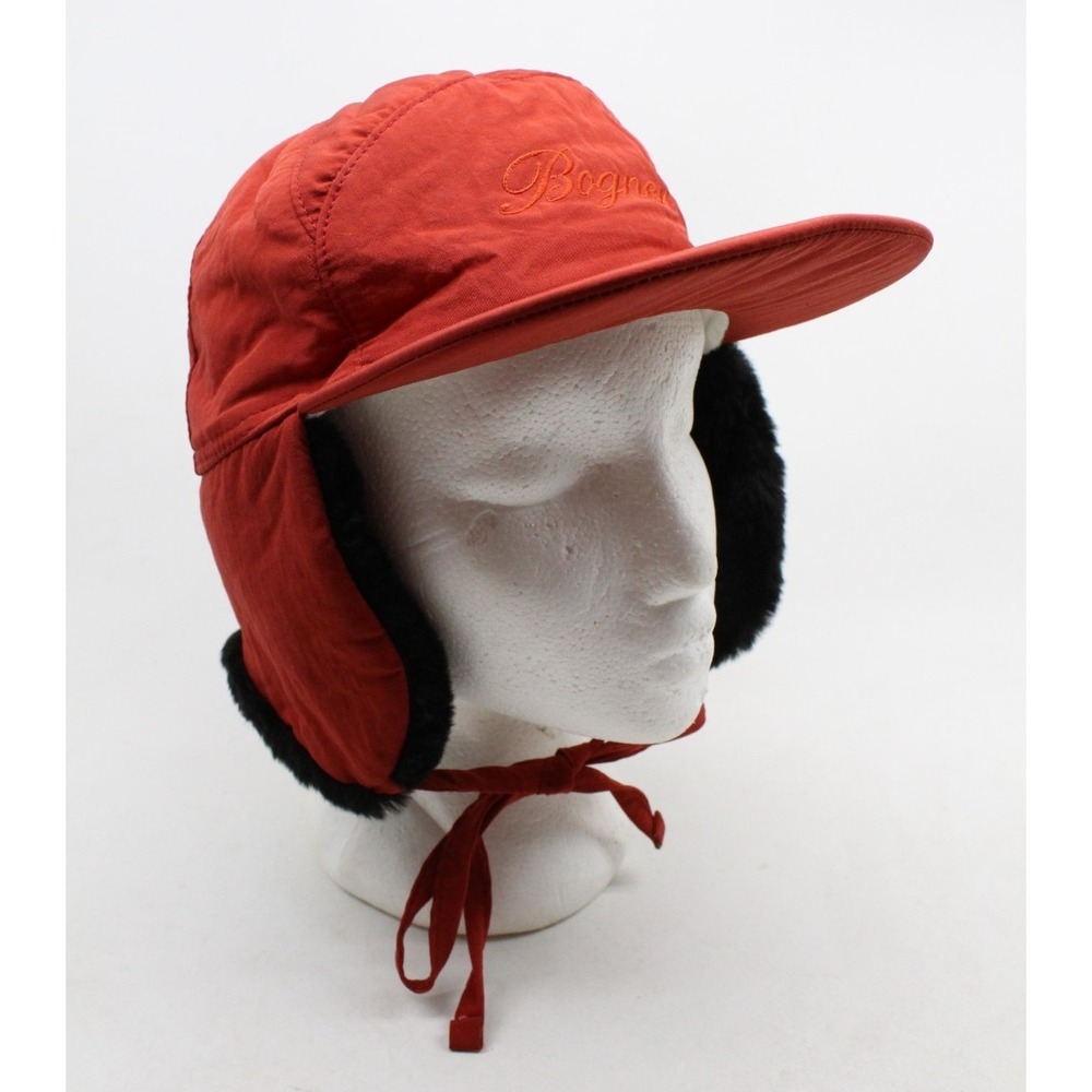 Red Vintage Bogner Ski Hat‎ Size Large Union Made in USA Visor and Ear Flaps